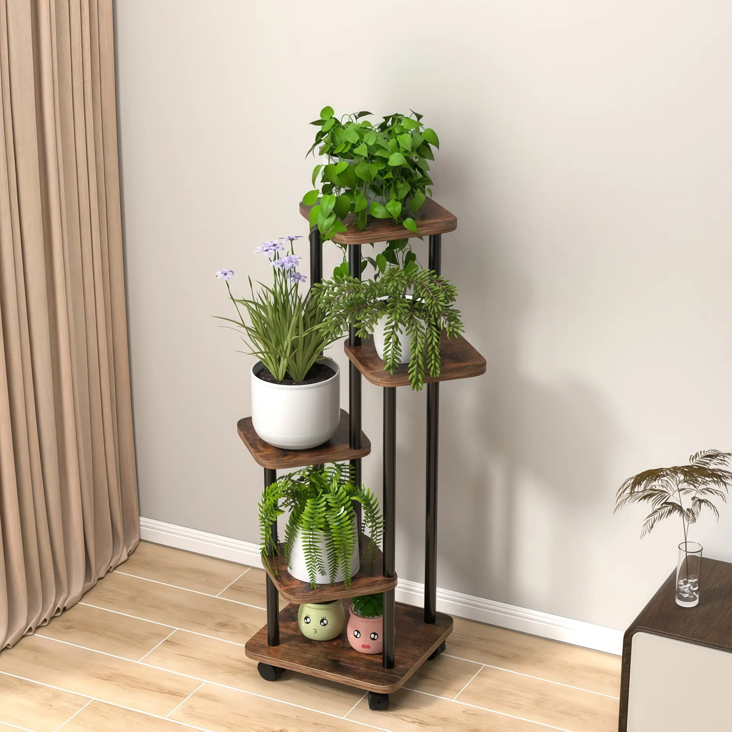 Indoor gardening plant rack with brake casters custom size supplier