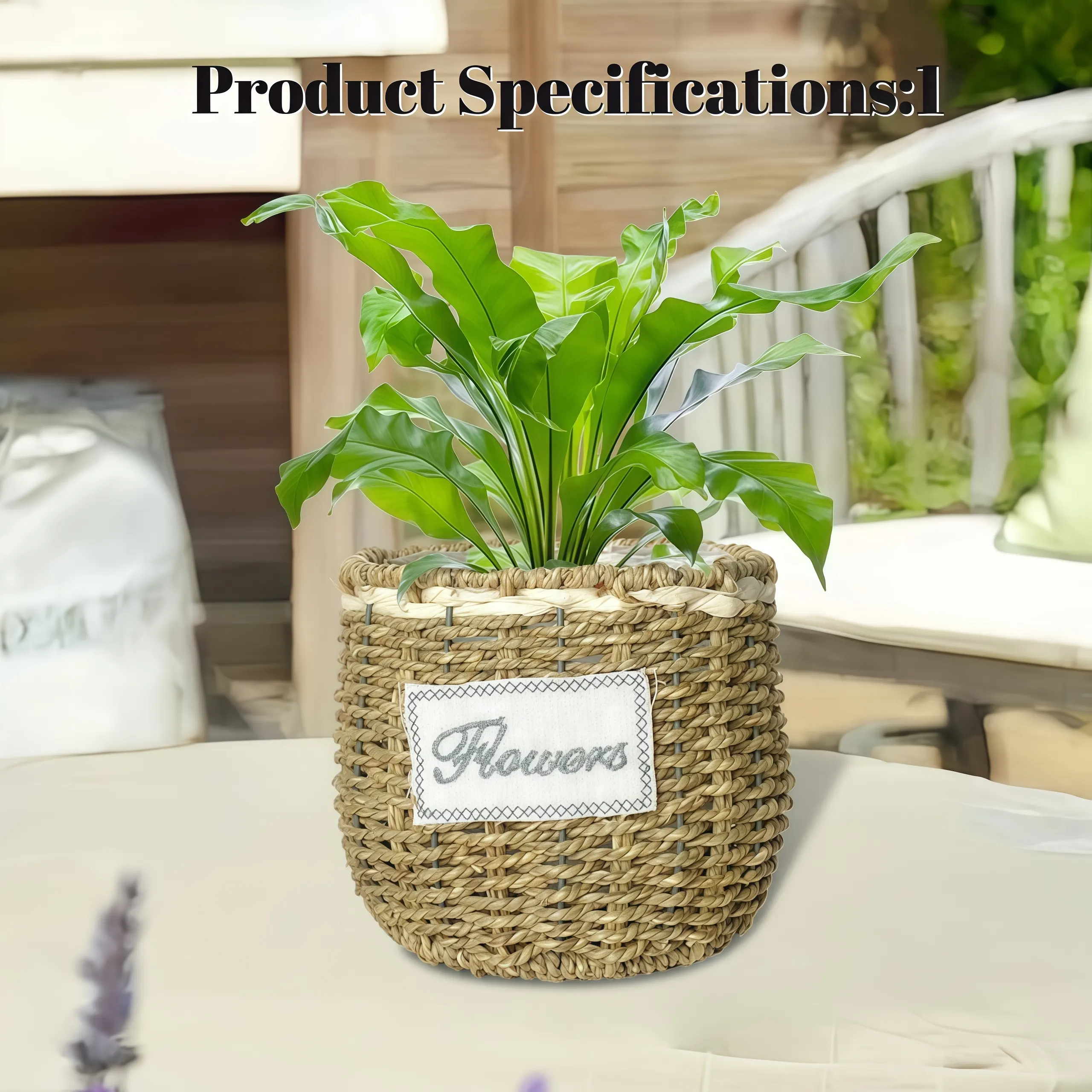 Handcrafted seagrass plant basket for tabletop and shelf display