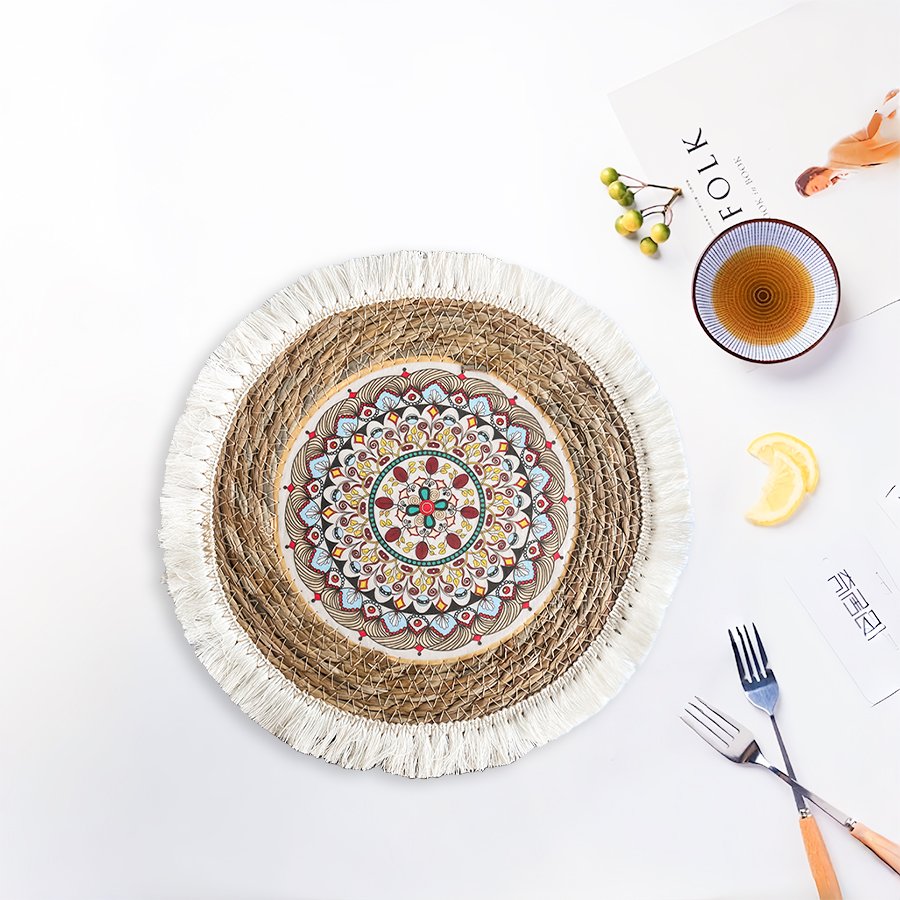OEM woven placemat manufacturer with custom logo and packaging