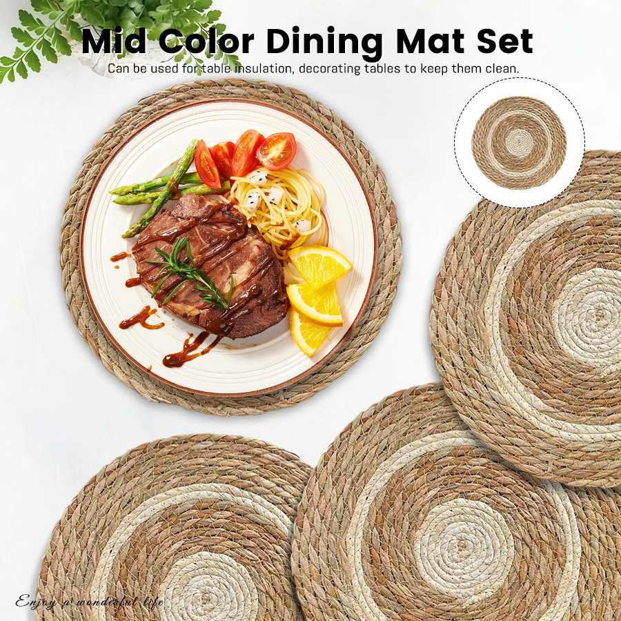 Custom size color and pattern handwoven bulrush placemats